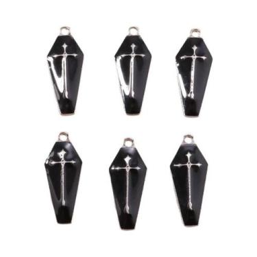 Imagem de Pingentes De Halloween 10 Peças 26x11mm Esmaltados De Vampiro, Cruz E 