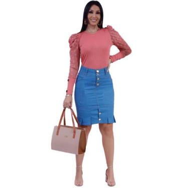 Imagem de Saias Femininas curta azul jeans - Katilcia, 42, Azul