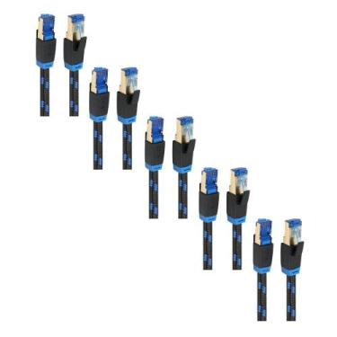 Imagem de Kit 5 Cabos de Rede Cat8 patch cord RJ45 malha de nylon 3m - Zong
