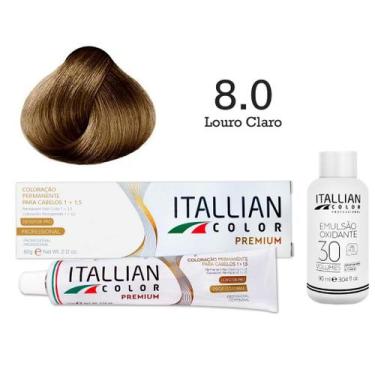 Imagem de Kit Coloração Itallian Color 8.0 Louro Claro + Oxi 30
