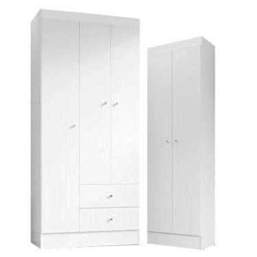 Imagem de Guarda Roupa Solteiro Versa 3 Portas Branco Rosa Flex Fosco Com Armári