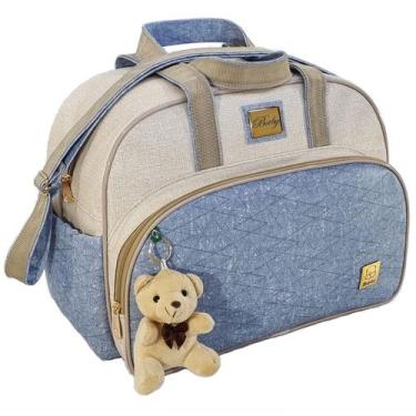 Imagem de Bolsa Maternidade Grande Jeans Miellu Personalizada, Azul