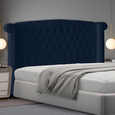 Imagem de Cabeceira Para Cama Box Toquio Casal Queen Madeira De Eucalipto Suede Amarelo Do Lar Móveis e Decoração