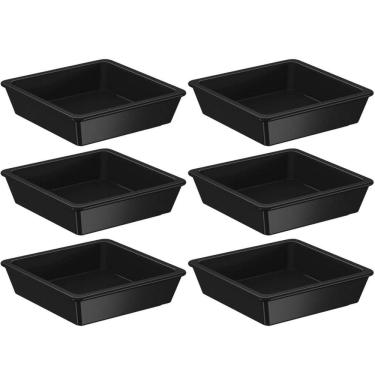 Imagem de Kit 6 Porta Shoyu 50ml Molheira Sushi Preta Pote Quadrado Nozoki Uno Coza Plástico