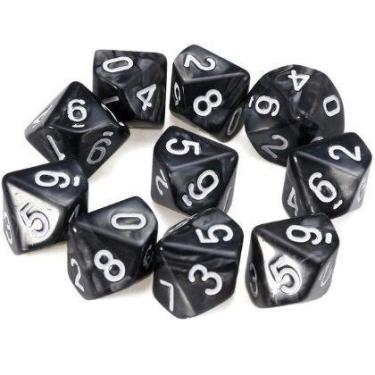 Imagem de Conjunto de 10 Dados D10 de RPG Preto - Geek Marketplace
