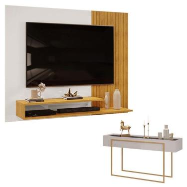 Imagem de Painel para TV Suspenso Nando Cedro Bali e Aparador para Sala Petri Bali – DJ Móveis