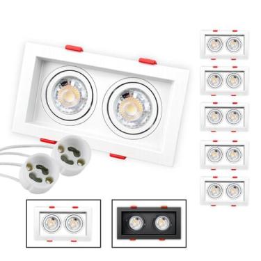 Imagem de 5 Spot Recuado Duplo Embutir Led + Lâmpadas Mr16 Gu10 Luminária Teto S