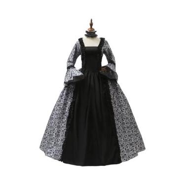 Imagem de Vestido De Cosplay Floral Gótico Vitoriano Estilo Maria Antonieta Para