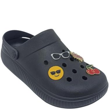 Imagem de Sandália Moleca Feminina Casual com Pins, Preto, 36