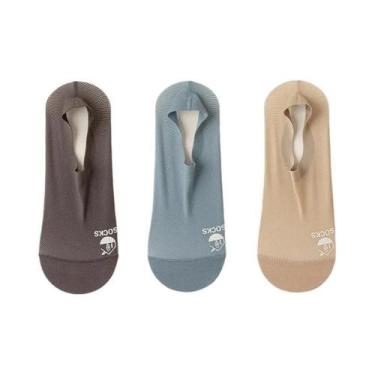 Imagem de Meias Invisíveis Masculinas 3 Pares Respiráveis Em Malha Antiderrapant