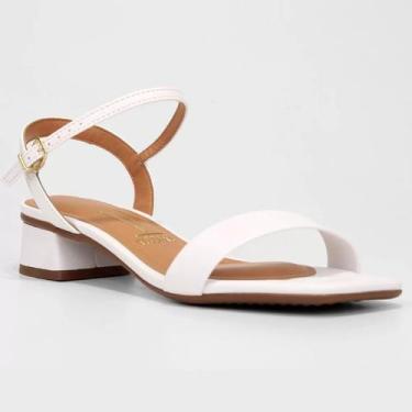 Imagem de Sandália Vizzano Salto Bloco Baixo Casual Feminina - Branco, 38