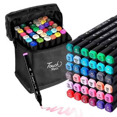 Imagem de Kit de Canetinhas Coloridas Outras Marcas Ponta Dupla Fina e Chanfrada 36 Cores com Bolsa Multicolorido