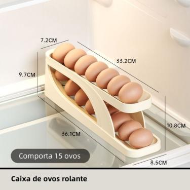 Imagem de Organizador de Ovos para Geladeira 2 Cam Armazenamento para 30 Unidades em Plástico com Suporte Rolante em Camadas