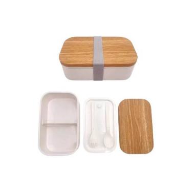 Imagem de Marmita Branca com 3 Compartimentos 900ML para Refeições em PS, PP e Borracha de Silicone Livre de BPA Branco Miniso