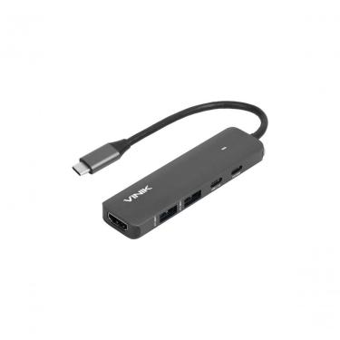 Imagem de Hub Usb Type C Hv51c 5 em 1 com 2 Usb 3.0 Hdmi 4k 60hz Type C Pd 100w e Dados Proteção...