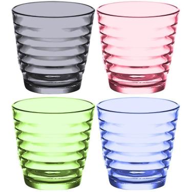 Imagem de Copo Rings Colorido 260ML em Vidro com Formato Baixo Robusto Anelado para Whisky e Drinks Cinza