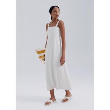 Imagem de Vestido Midi Evasê Alças Médias Rústico Com Linho-Feminino