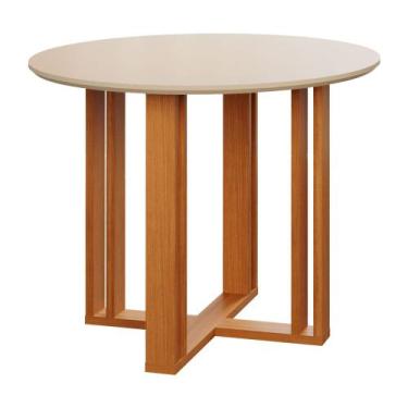 Imagem de Mesa Sala de Jantar Redonda 4 lugares 93 cm Cimol Flora Nature Off Whi
