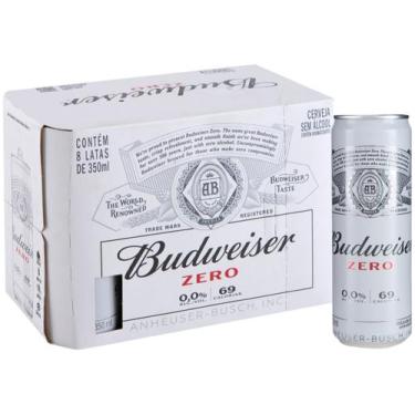 Imagem de Cerveja Budweiser Zero sem Álcool Malte 8 Unidades Lata 350ml