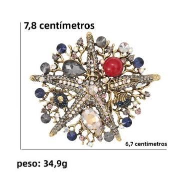 Imagem de Broche De Estrela-do-mar Esmaltado Unissex Feminino Com Pérola E Conch
