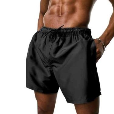 Imagem de Short Tactel Masculino Praia Liso com Bolsos Cós Elástico Cordão Ajustável-Masculino