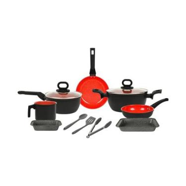 Imagem de Jogo de Panelas Black Decker Ceramic Line 10 Peças Preto e Vermelho
