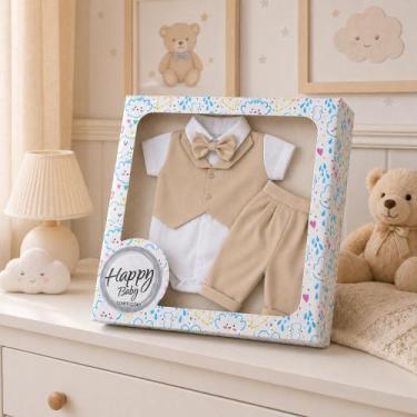 Imagem de Conjunto de Bebê Para Batizado Menino Samuel 04 Peças Com Caixa - Koli