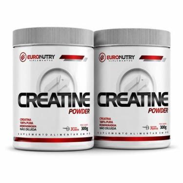 Imagem de kit 2x Creatina Monohidratada 300g Euronutry Suplemento Sem Sabor 100 