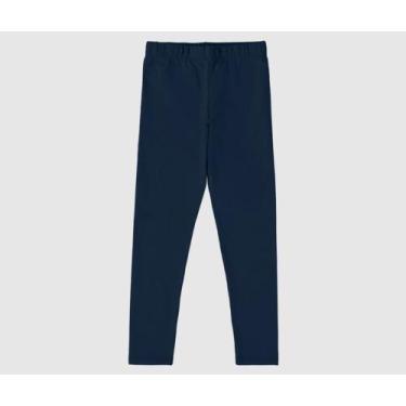 Imagem de Calça Legging Cotton Flanelada Infantil Feminina Malwee Kids, Azul mar