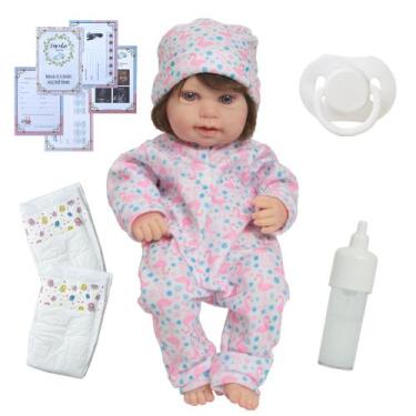 Imagem de Bebê Reborn Menina Realista Fio a Fio Silicone Pode Molhar - Cegonha R