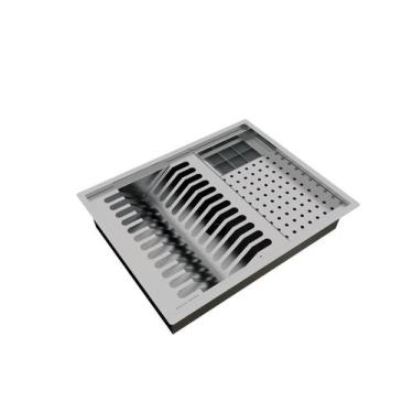 Imagem de Kit Escorredor Inox 50x40cm 3 Módulos Quadratta Cozinha Calha Úmida