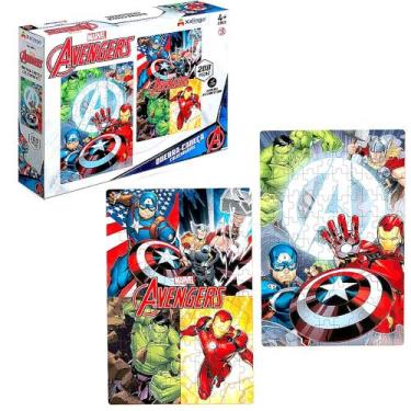 Imagem de Quebra Cabeças 2 em 1 Vingadores Avengers 200 Peças Xalingo, Jogo Infa