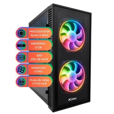 Imagem de PC Gamer Ryzen 5 5600 SSD 256GB Memória 8GB RAM Placa de Vídeo GT730 4