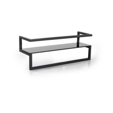 Imagem de Rack de Parede com Porta-Toalhas Preto - Linha Frame - Forma Utilidade