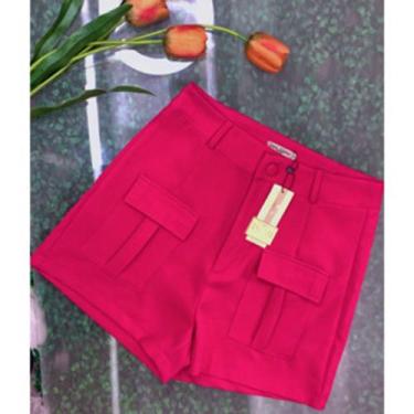 Imagem de DOUTORAS MODAS Shorts Alfaiataria Cargo 55 Elegante e Estiloso, Rosa, 