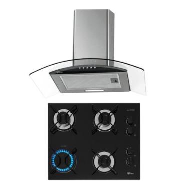 Imagem de Kit Fit Line Fischer: Coifa 60 cm e Cooktop 4B Aramado, 110V