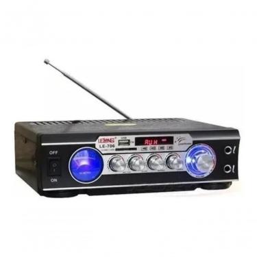 Imagem de Receiver Amplificador Lelong com 2 Canais Karaokê Bluetooth 60W RMS 110V Preto