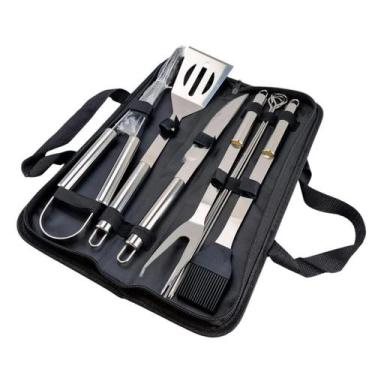 Imagem de Kit Churrasco Aço Inox 10pç Com Estojo - Sem marca
