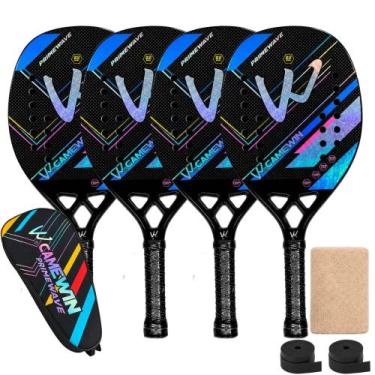 Imagem de Kit 4 Raquetes Beach Tennis Camewin Fibra de Carbono 3K, Primewave gre