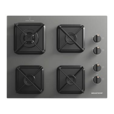 Imagem de Cooktop 4 Bocas A Gás, Grades De Ferro Fundido E Chamas Especiais Cinza Brastemp - Bds62as Bivolt