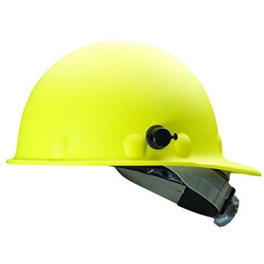 Imagem de Fibra-Metal por Honeywell P2HNQSW02A000 Super Oito Swing Strap Fiber Glass High Heat Cap Style Hard Hat with Quick-Lok, Amarelo