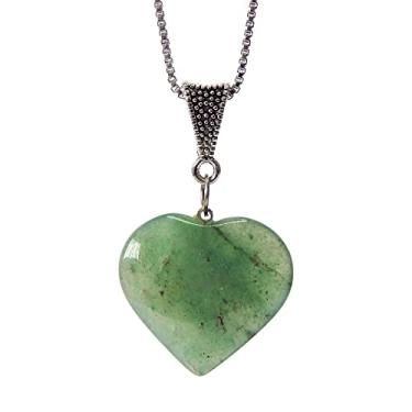 Imagem de Colar Coração Pedra Quartzo Verde Cristal de Cura