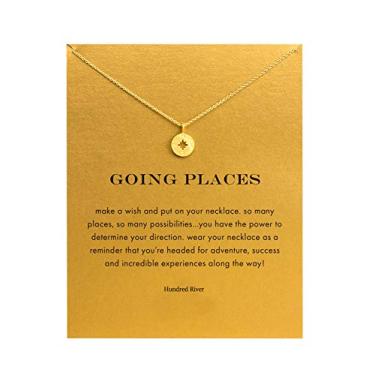 Imagem de Baydurcan Colar de bússola de âncora da amizade, colar de corrente com pingente de elefante de boa sorte com cartão de mensagem, cartão de presente, Metal, Sem Pedra Preciosa