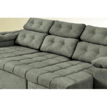 Imagem de Sofa Itália 2,25 Mts Retrátil e Reclinável Tecido Suede Cinza - Moveis Marfim