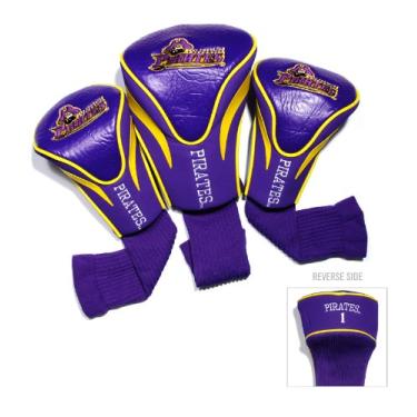 Imagem de Capas de cabeça para clube de golfe Team Golf NCAA Contour (3 unidades), numeradas 1, 3 e X, serve para grandes motoristas, utilitários, clubes de resgate e fairway, forro de veludo para proteção extra de clube, East Carolina Pirates, East Carolina Pirates