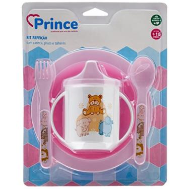 Imagem de Prince Caneca Com Alça Prato Colher E Garfo Rosa