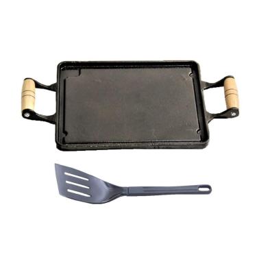 Imagem de Chapa Lisa Antiaderente Alça Madeira 28x23cm e Espátula