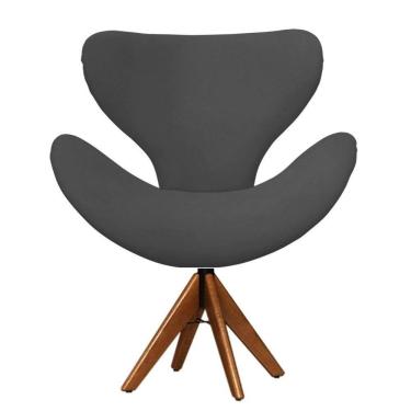 Imagem de Cadeira Decorativa Egg Cinza Com Base Giratória Madeira