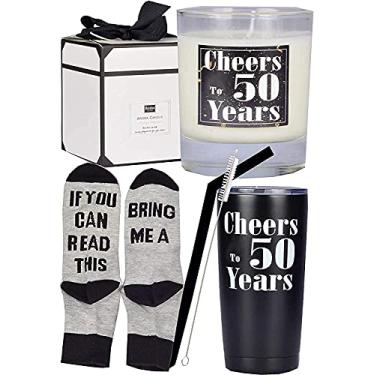 Imagem de Presente de 50º aniversário para homens, Decorações de 50º aniversário para homens, copo de cerveja de 50º aniversário, 50 e fabuloso, presente de 50º aniversário para homens, Tenho 50 anos, melhor ideia de presente de aniversário de 50 anos para o pai
