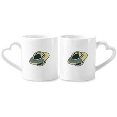 Imagem de Universe Alien Monster UFO Conjunto de canecas de porcelana para casais, coração e coração